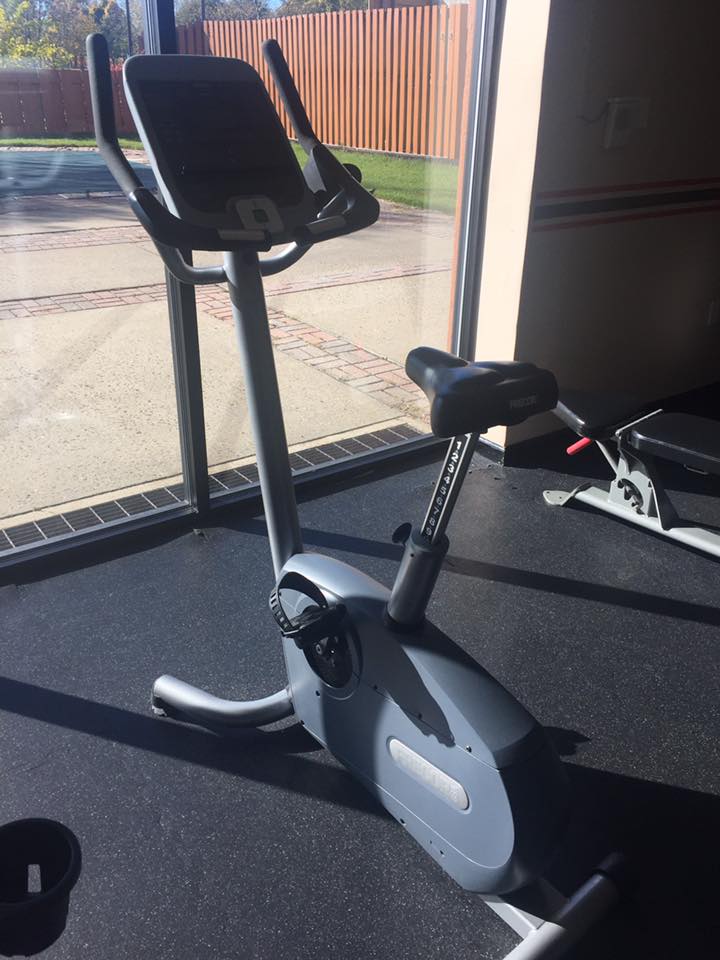 An upright exercise bike